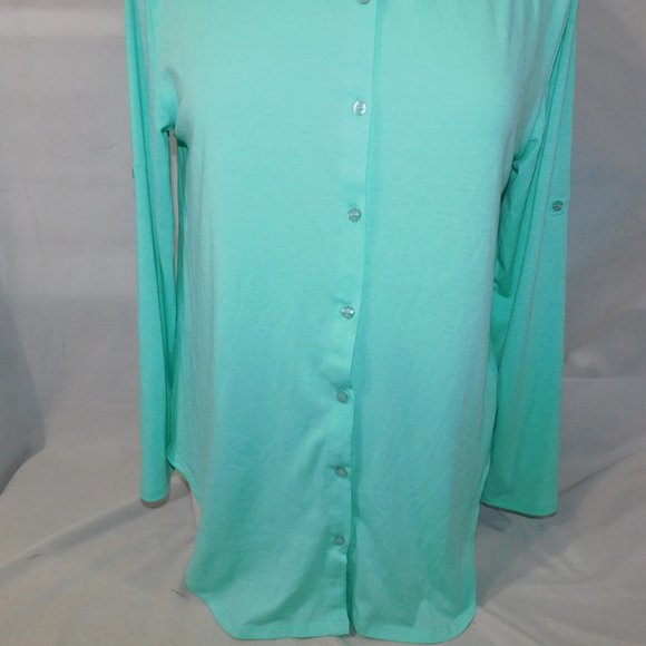 LulaRoe Womens S Seafoam Green long sleeve polo button front Blouse - Picture 5 of 11
